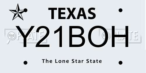 Y21BOH Texas License Plate
