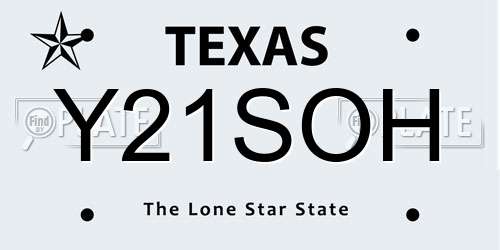 Y21SOH Texas License Plate