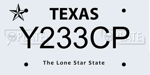 Y233CP Texas License Plate