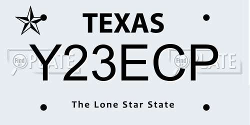 Y23ECP Texas License Plate