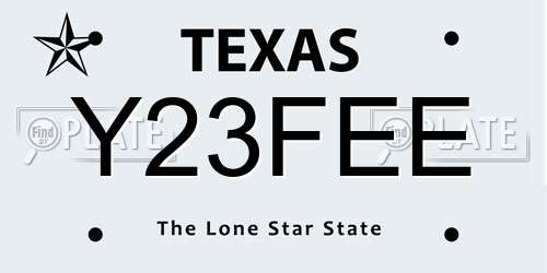 Y23FEE Texas License Plate