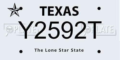 Y2592T Texas License Plate