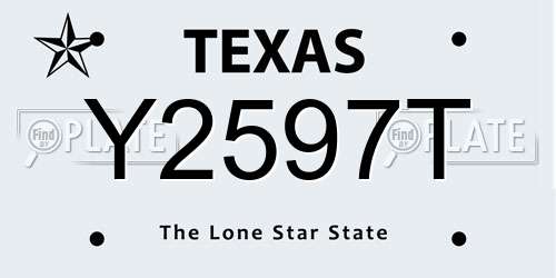 Y2597T Texas License Plate