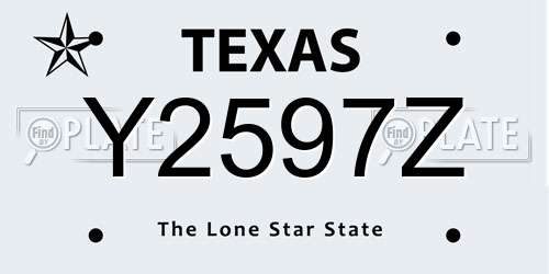 Y2597Z Texas License Plate