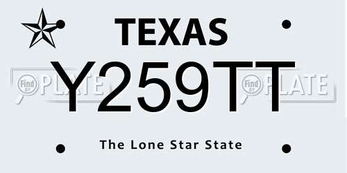 Y259TT Texas License Plate