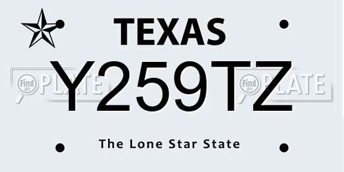 Y259TZ Texas License Plate
