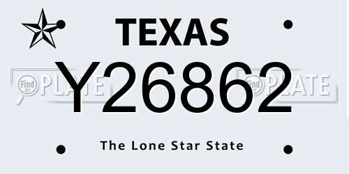 Y26862 Texas License Plate