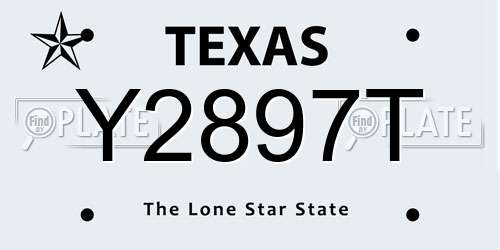Y2897T Texas License Plate