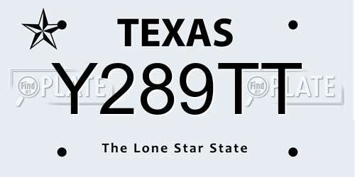Y289TT Texas License Plate