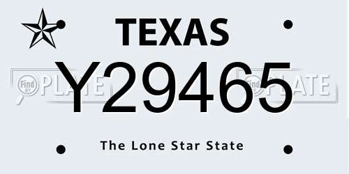 Y29465 Texas License Plate