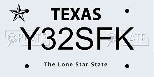 Y32SFK Texas License Plate