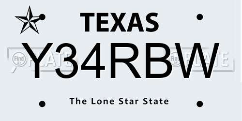 Y34RBW Texas License Plate