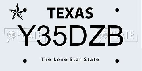Y35DZB Texas License Plate