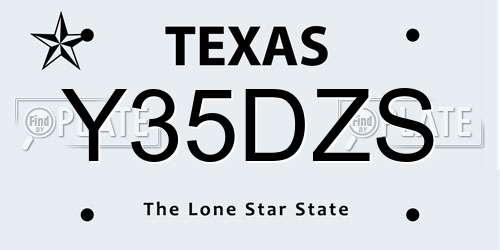 Y35DZS Texas License Plate