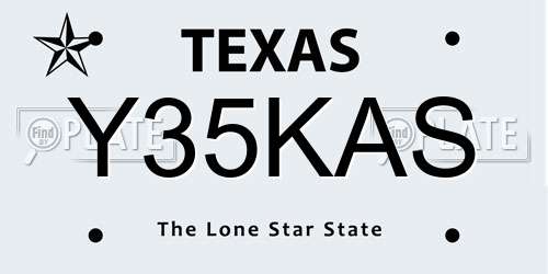 Y35KAS Texas License Plate