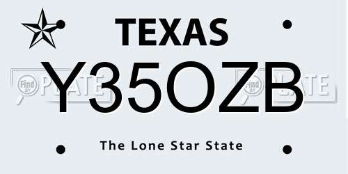 Y35OZB Texas License Plate