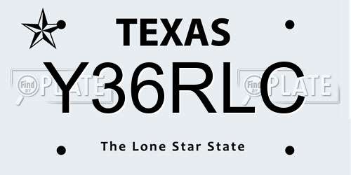Y36RLC Texas License Plate