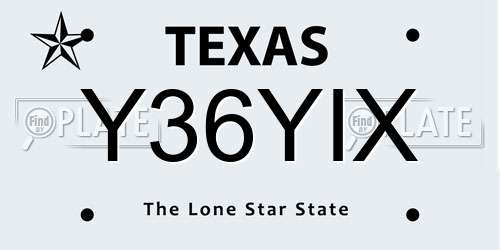 Y36YIX Texas License Plate