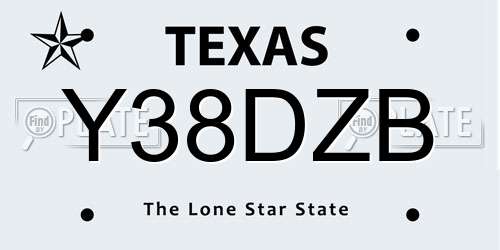 Y38DZB Texas License Plate