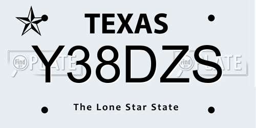 Y38DZS Texas License Plate