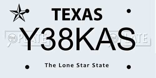 Y38KAS Texas License Plate