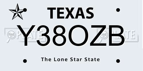 Y38OZB Texas License Plate