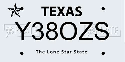 Y38OZS Texas License Plate