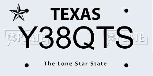 Y38QTS Texas License Plate