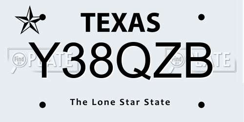 Y38QZB Texas License Plate