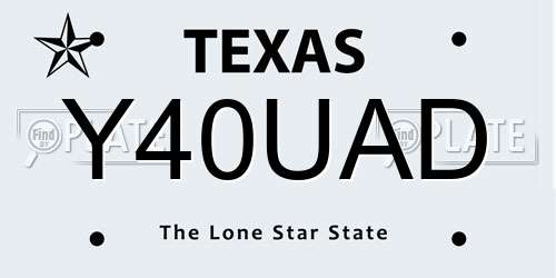Y40UAD Texas License Plate