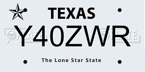 Y40ZWR Texas License Plate