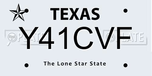 Y41CVF Texas License Plate
