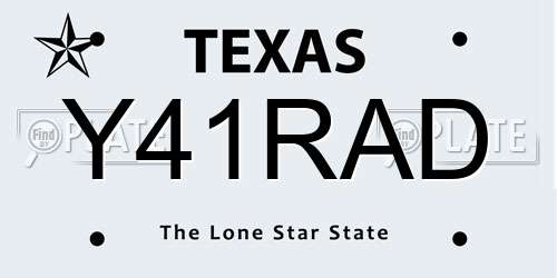 Y41RAD Texas License Plate