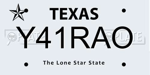 Y41RAO Texas License Plate