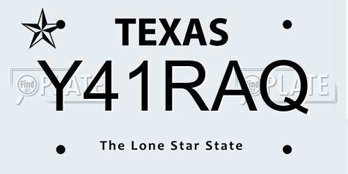 Y41RAQ Texas License Plate