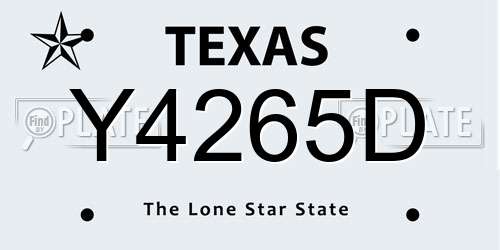 Y4265D Texas License Plate