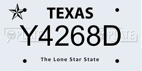 Y4268D Texas License Plate