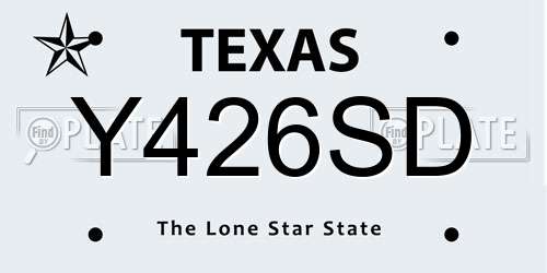 Y426SD Texas License Plate