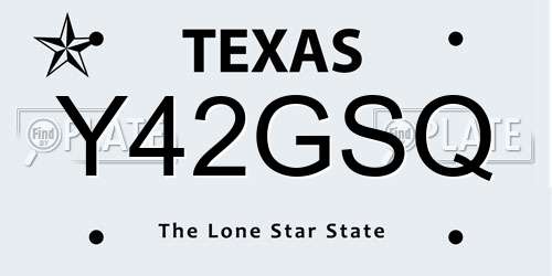 Y42GSQ Texas License Plate