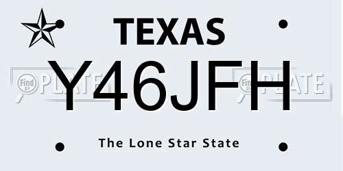 Y46JFH Texas License Plate