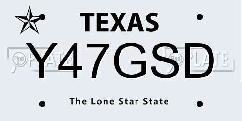 Y47GSD Texas License Plate