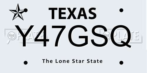 Y47GSQ Texas License Plate