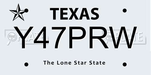 Y47PRW Texas License Plate
