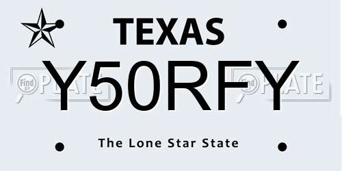 Y50RFY Texas License Plate