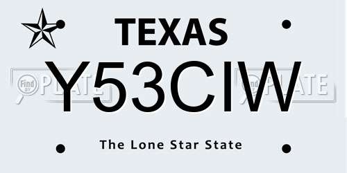 Y53CIW Texas License Plate