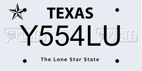 Y554LU Texas License Plate
