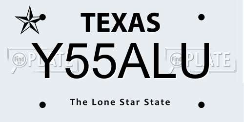 Y55ALU Texas License Plate