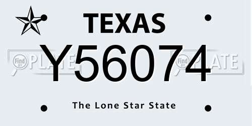 Y56074 Texas License Plate