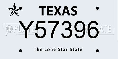 Y57396 Texas License Plate