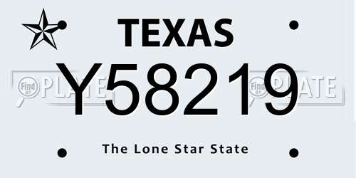 Y58219 Texas License Plate
